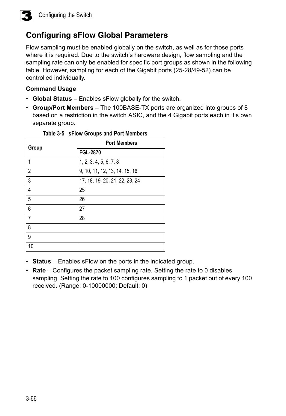 Configuring sflow global parameters | LevelOne FGL-2870 User Manual | Page 120 / 800
