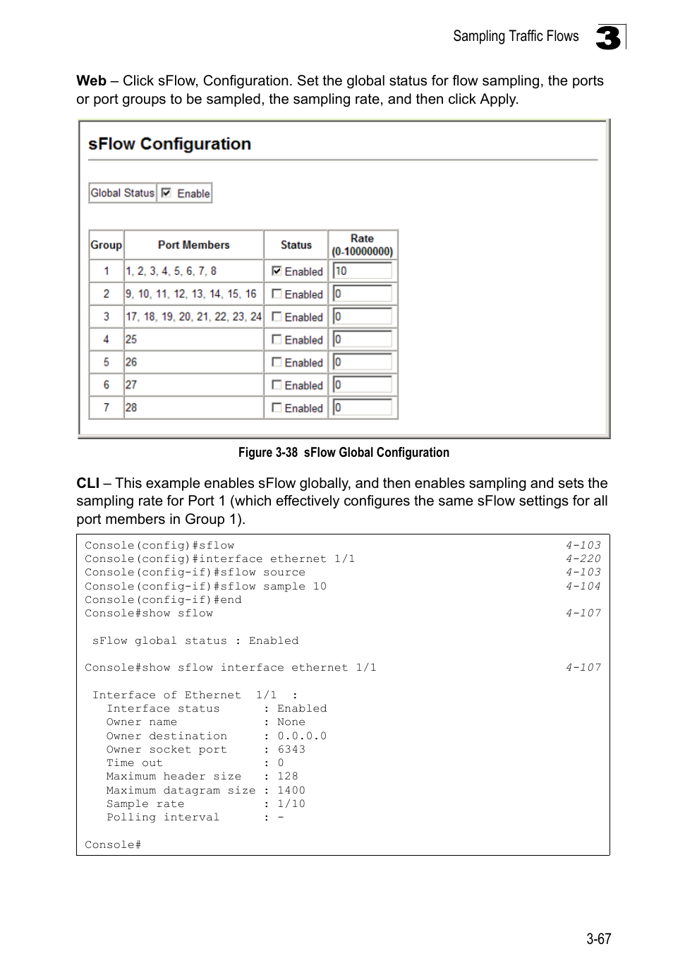 Figure 3-38, Sflow global configuration | LevelOne FGL-2870 User Manual | Page 121 / 800