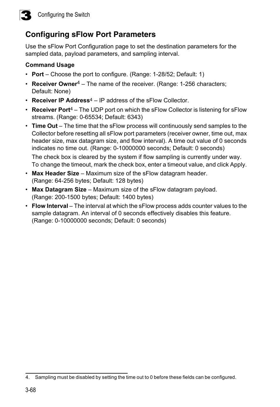 Configuring sflow port parameters | LevelOne FGL-2870 User Manual | Page 122 / 800
