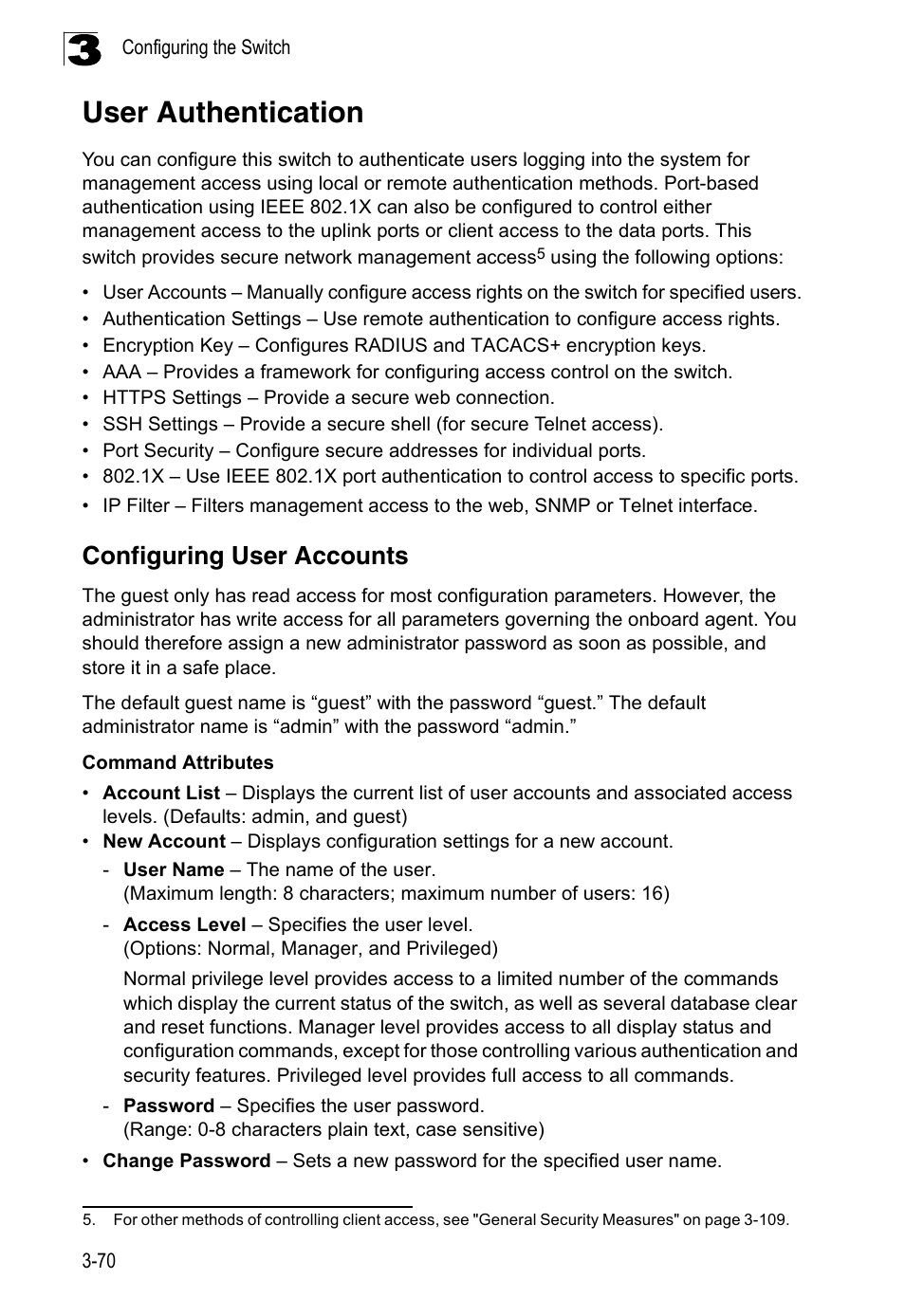 User authentication, Configuring user accounts | LevelOne FGL-2870 User Manual | Page 124 / 800