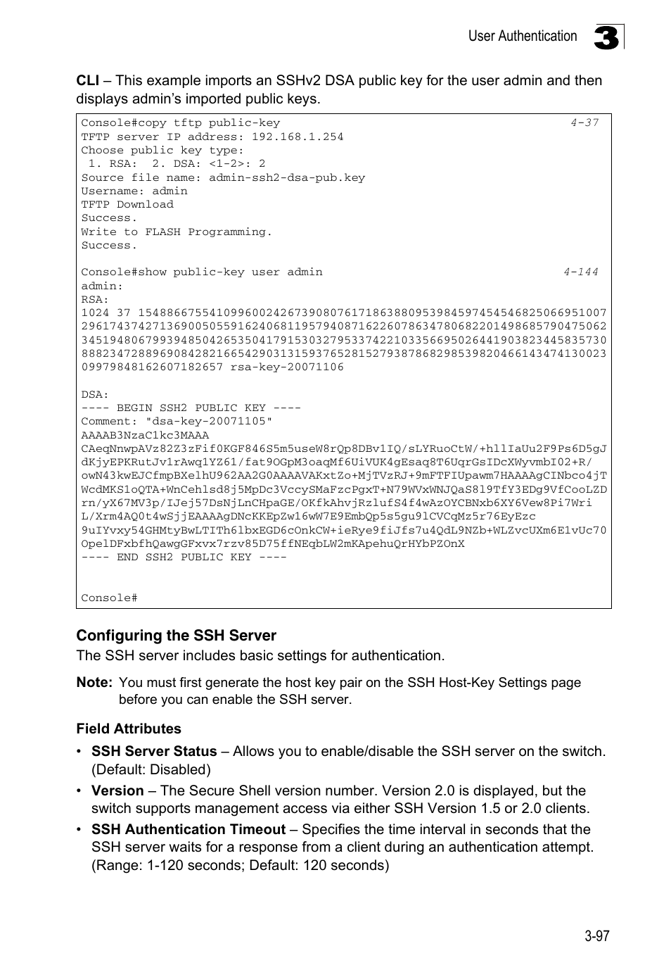 Configuring the ssh server | LevelOne FGL-2870 User Manual | Page 151 / 800