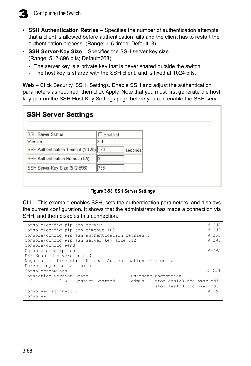 Figure 3-58, Ssh server settings | LevelOne FGL-2870 User Manual | Page 152 / 800
