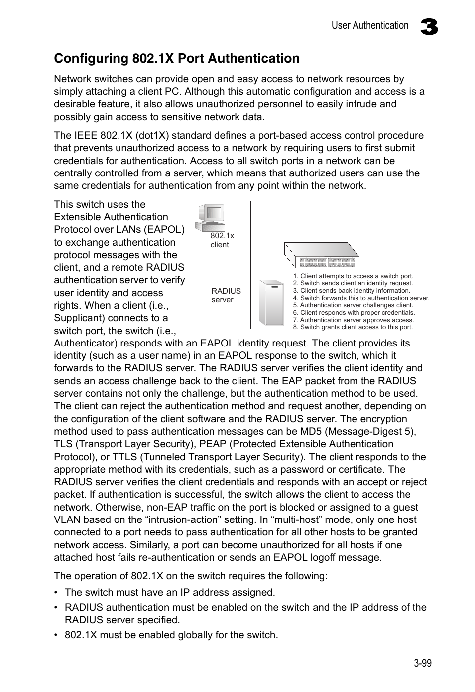 Configuring 802.1x port authentication | LevelOne FGL-2870 User Manual | Page 153 / 800