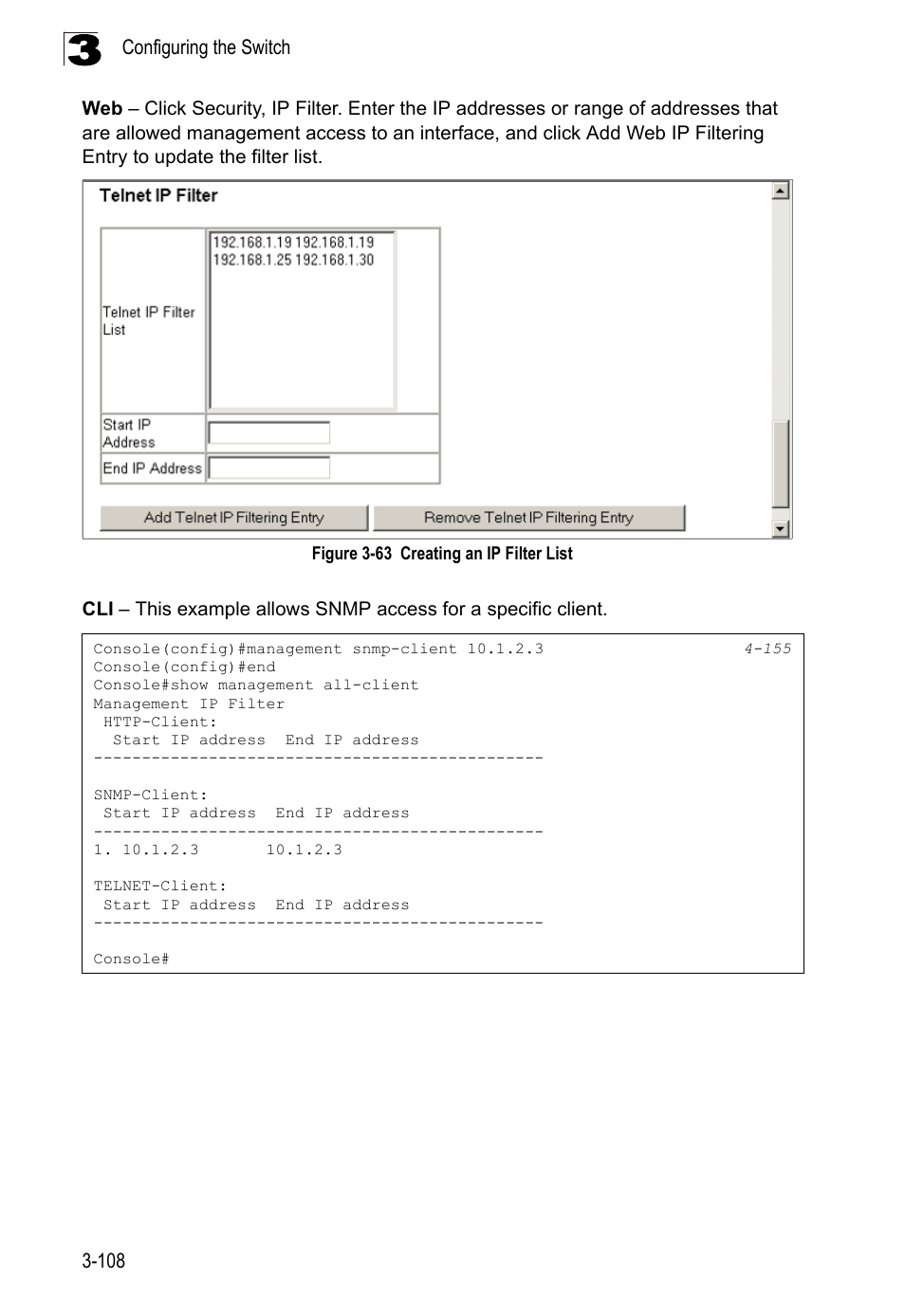 Figure 3-63, Creating an ip filter list | LevelOne FGL-2870 User Manual | Page 162 / 800