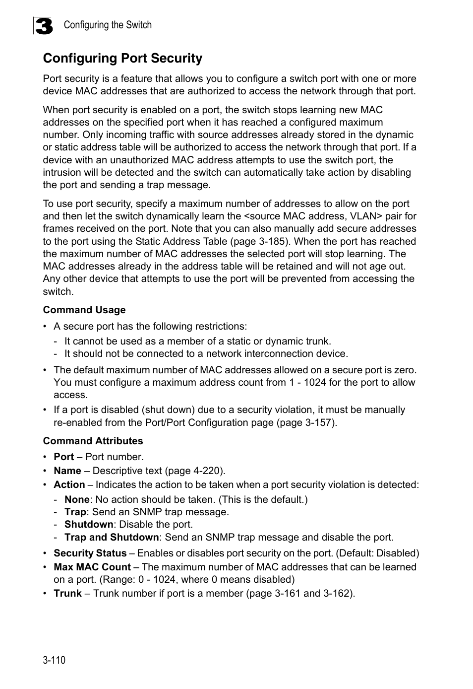 Configuring port security | LevelOne FGL-2870 User Manual | Page 164 / 800
