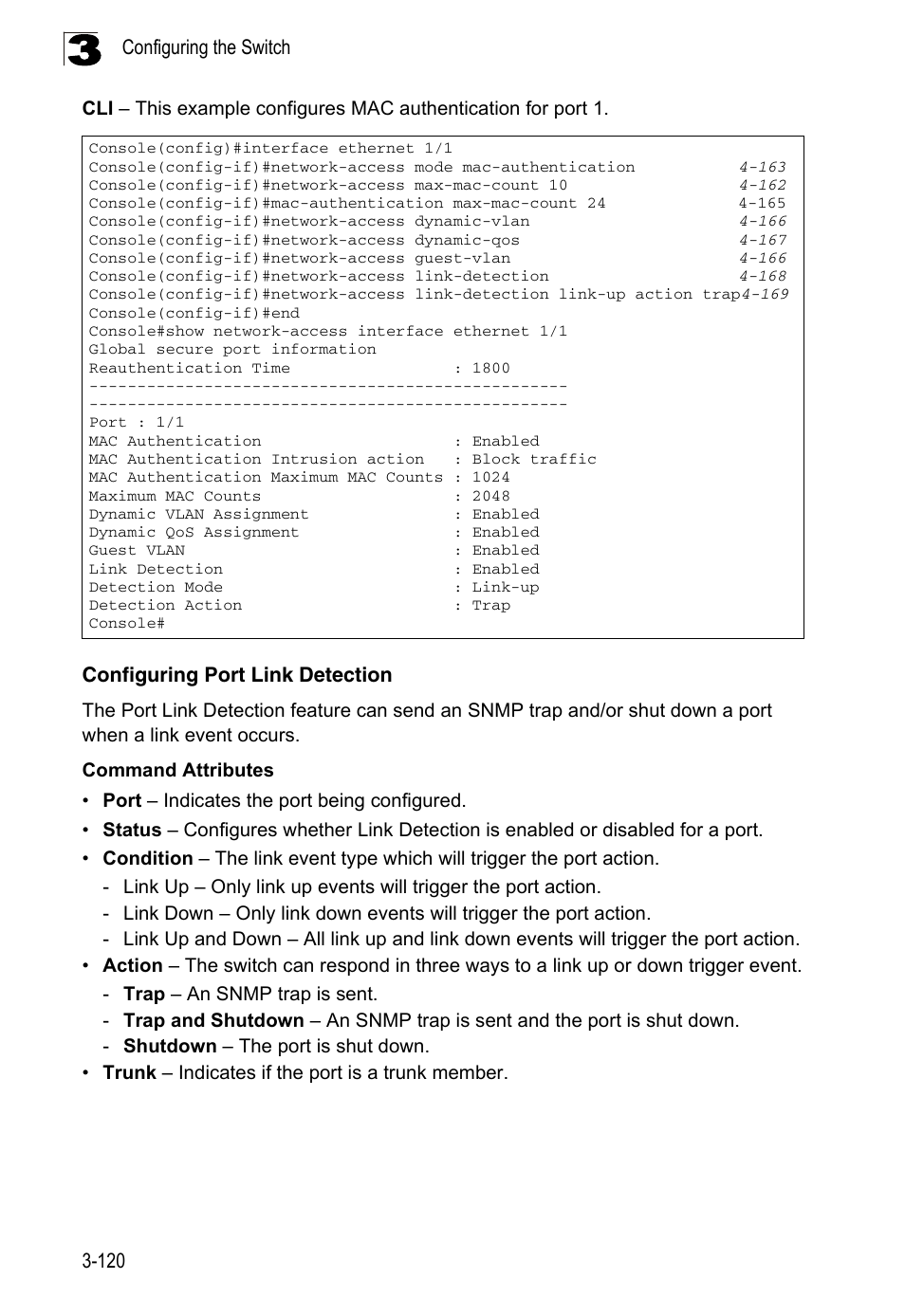 Configuring port link detection | LevelOne FGL-2870 User Manual | Page 174 / 800