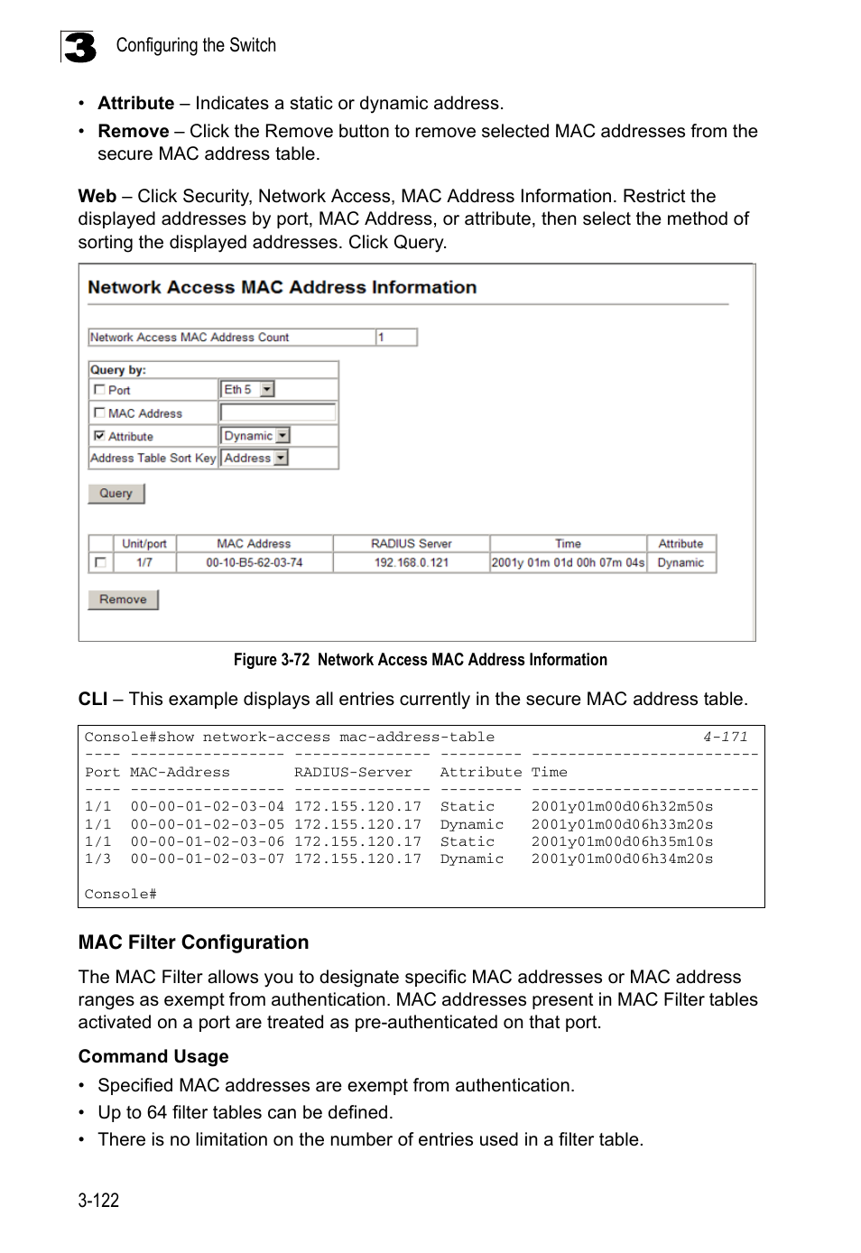 Mac filter configuration, Figure 3-72, Network access mac address information | LevelOne FGL-2870 User Manual | Page 176 / 800