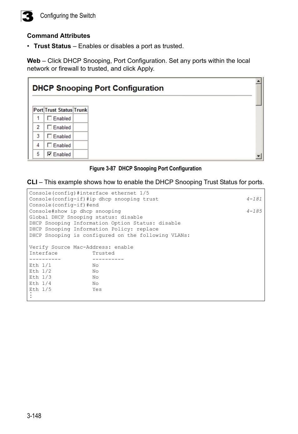Figure 3-87, Dhcp snooping port configuration | LevelOne FGL-2870 User Manual | Page 202 / 800
