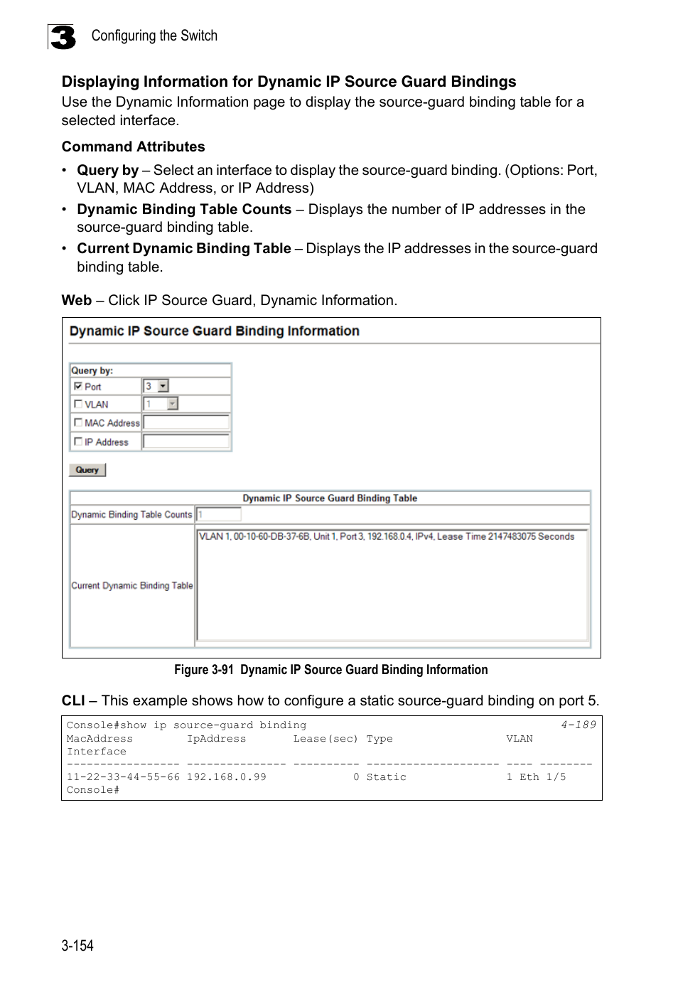 Figure 3-91, Dynamic ip source guard binding information | LevelOne FGL-2870 User Manual | Page 208 / 800