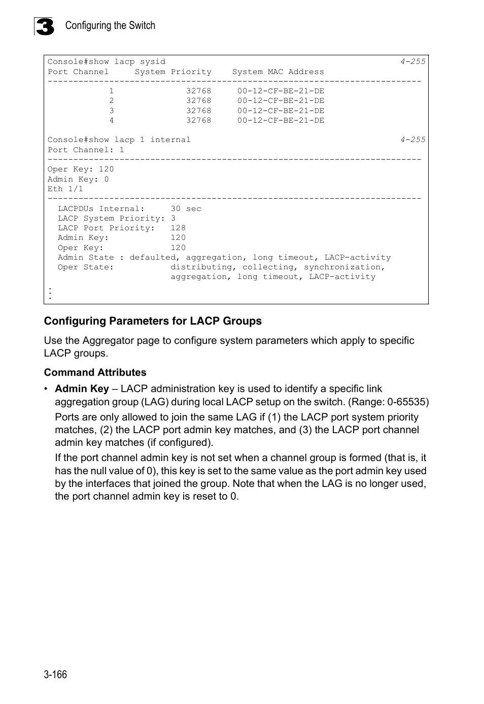Configuring parameters for lacp groups | LevelOne FGL-2870 User Manual | Page 220 / 800