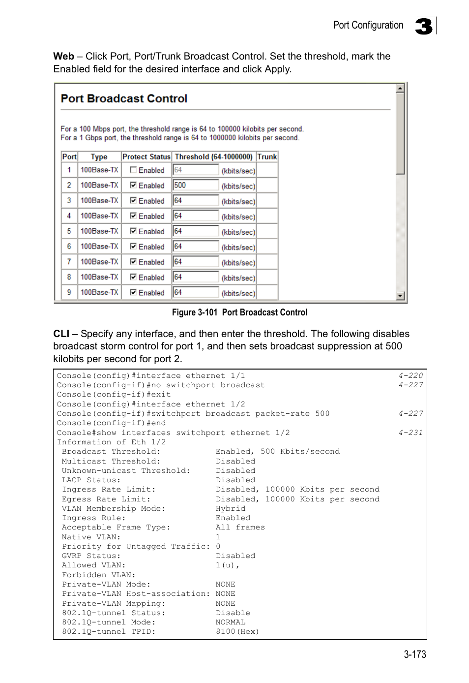 Figure 3-101, Port broadcast control | LevelOne FGL-2870 User Manual | Page 227 / 800