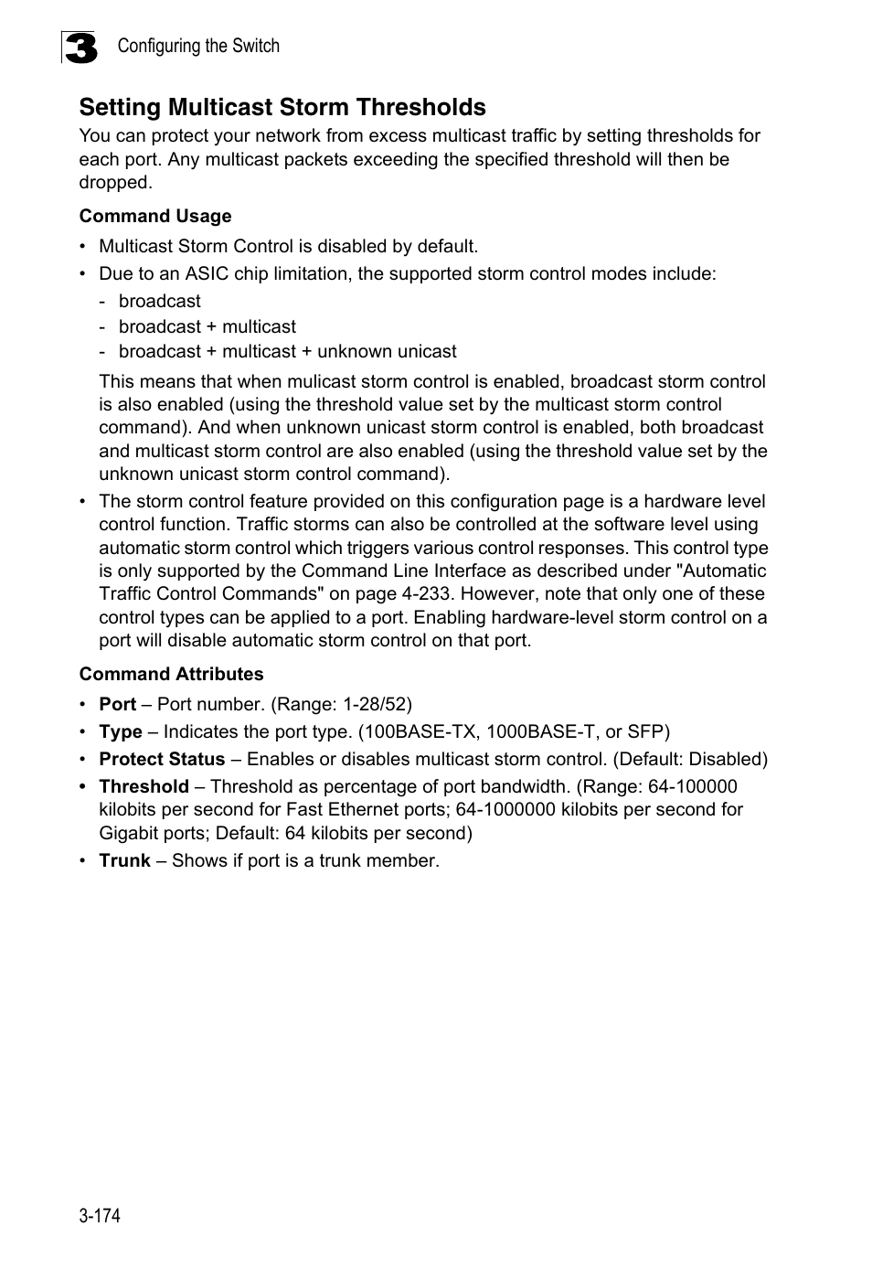 Setting multicast storm thresholds | LevelOne FGL-2870 User Manual | Page 228 / 800