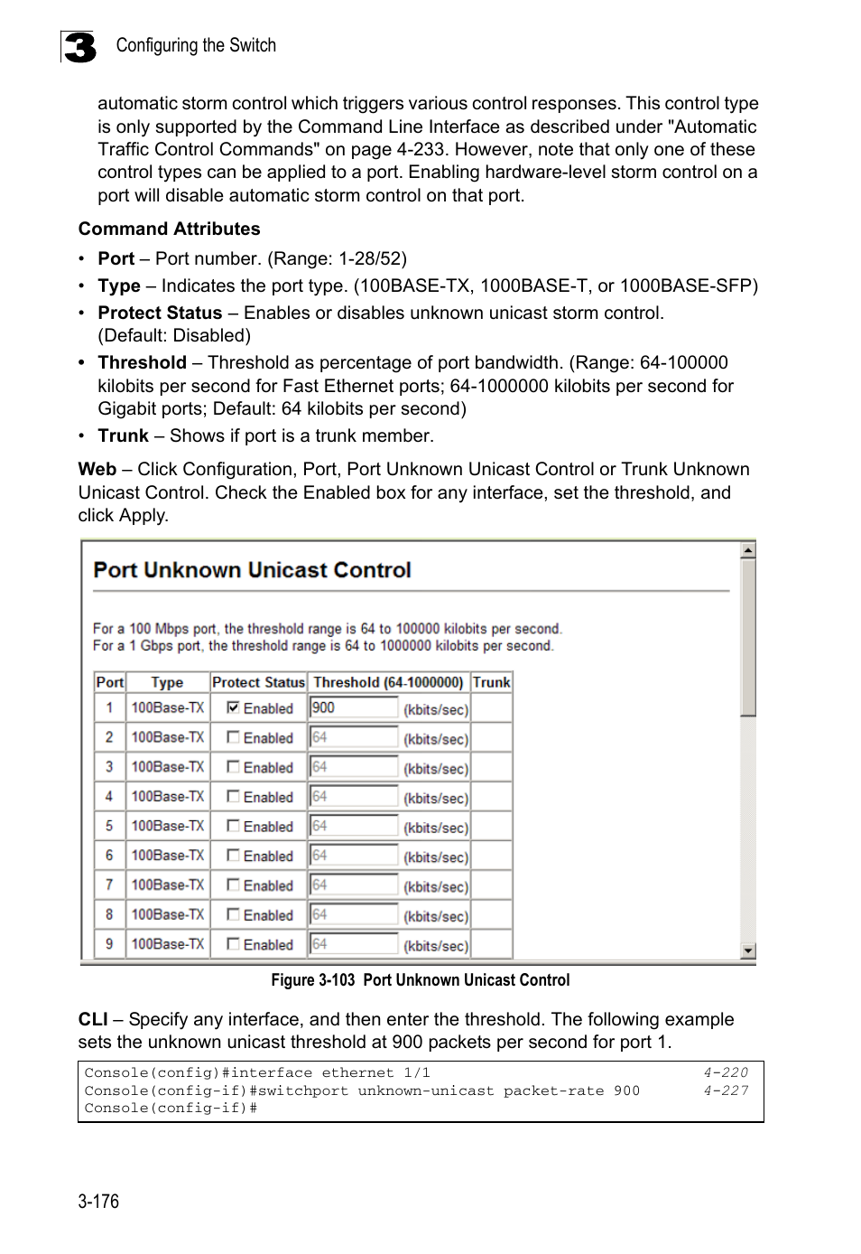 Figure 3-103, Port unknown unicast control | LevelOne FGL-2870 User Manual | Page 230 / 800