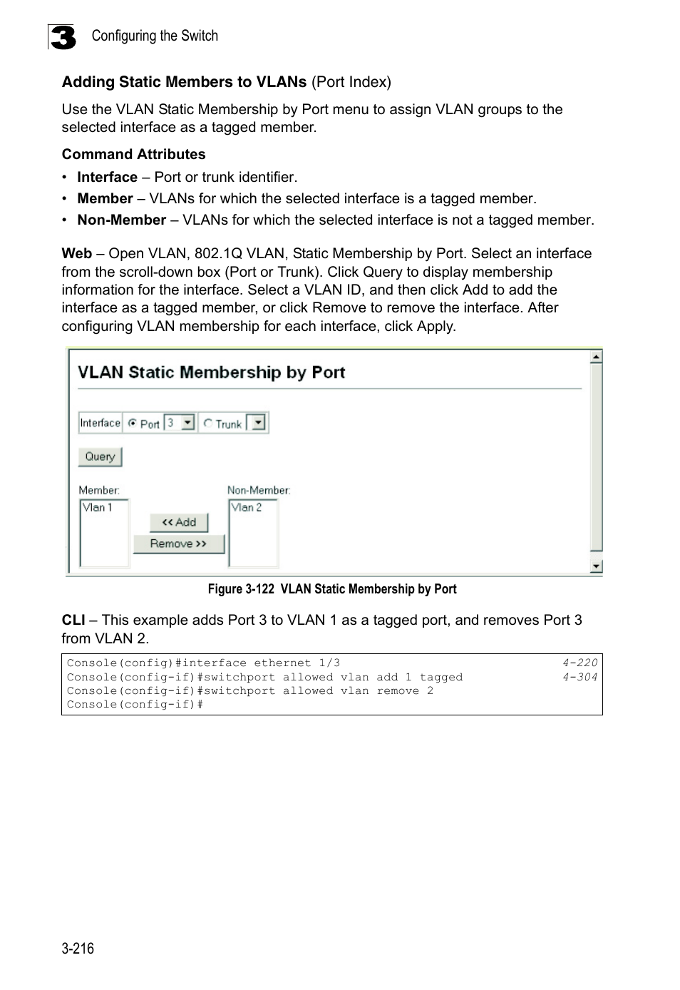 Adding static members to vlans (port index), Figure 3-122, Vlan static membership by port | LevelOne FGL-2870 User Manual | Page 270 / 800