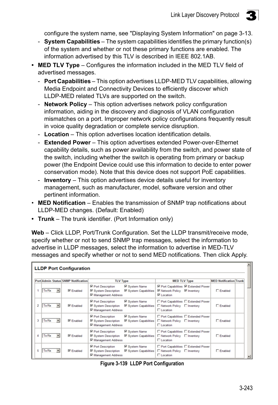 Figure 3-139, Lldp port configuration | LevelOne FGL-2870 User Manual | Page 297 / 800