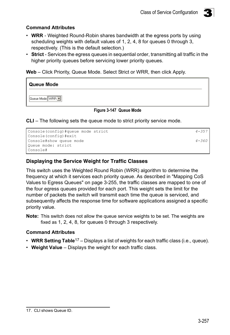 Displaying the service weight for traffic classes, Figure 3-147, Queue mode | LevelOne FGL-2870 User Manual | Page 311 / 800