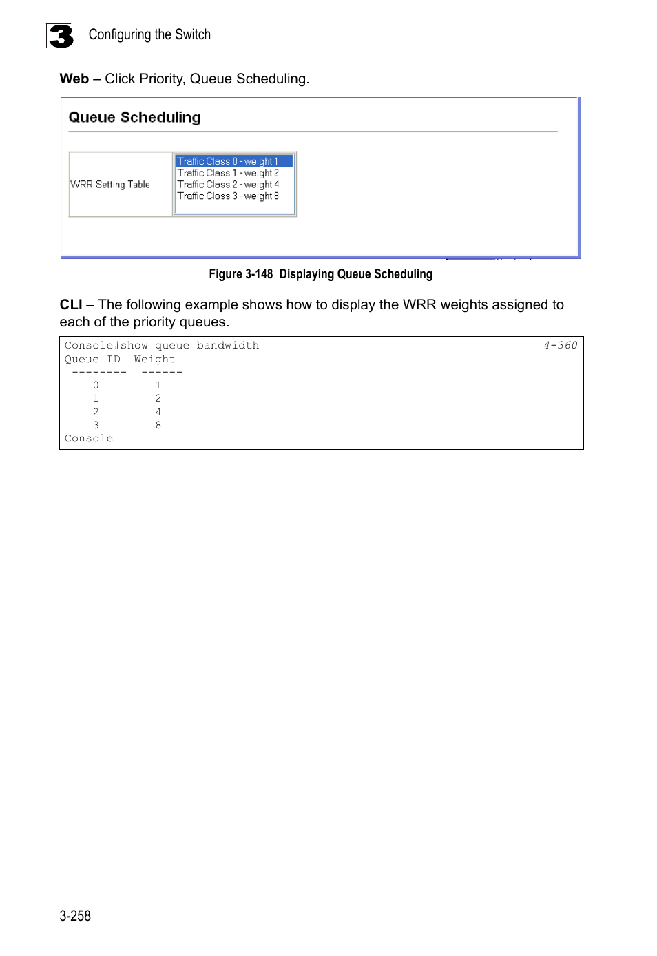 Figure 3-148, Displaying queue scheduling | LevelOne FGL-2870 User Manual | Page 312 / 800