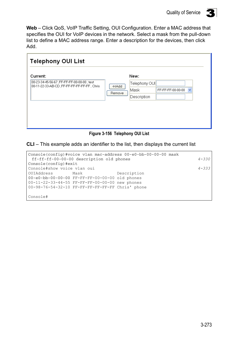 Figure 3-156, Telephony oui list | LevelOne FGL-2870 User Manual | Page 327 / 800