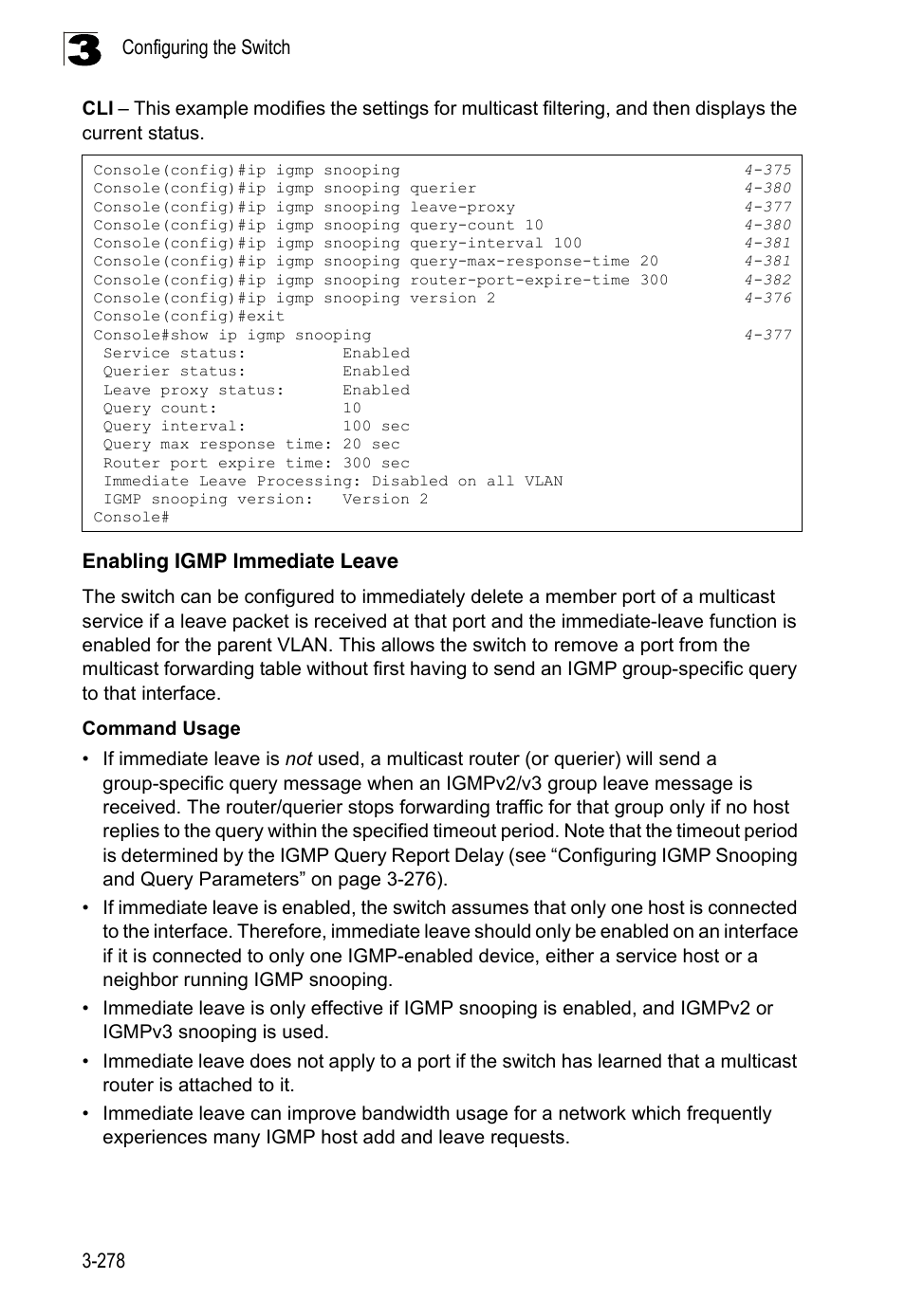 Enabling igmp immediate leave | LevelOne FGL-2870 User Manual | Page 332 / 800