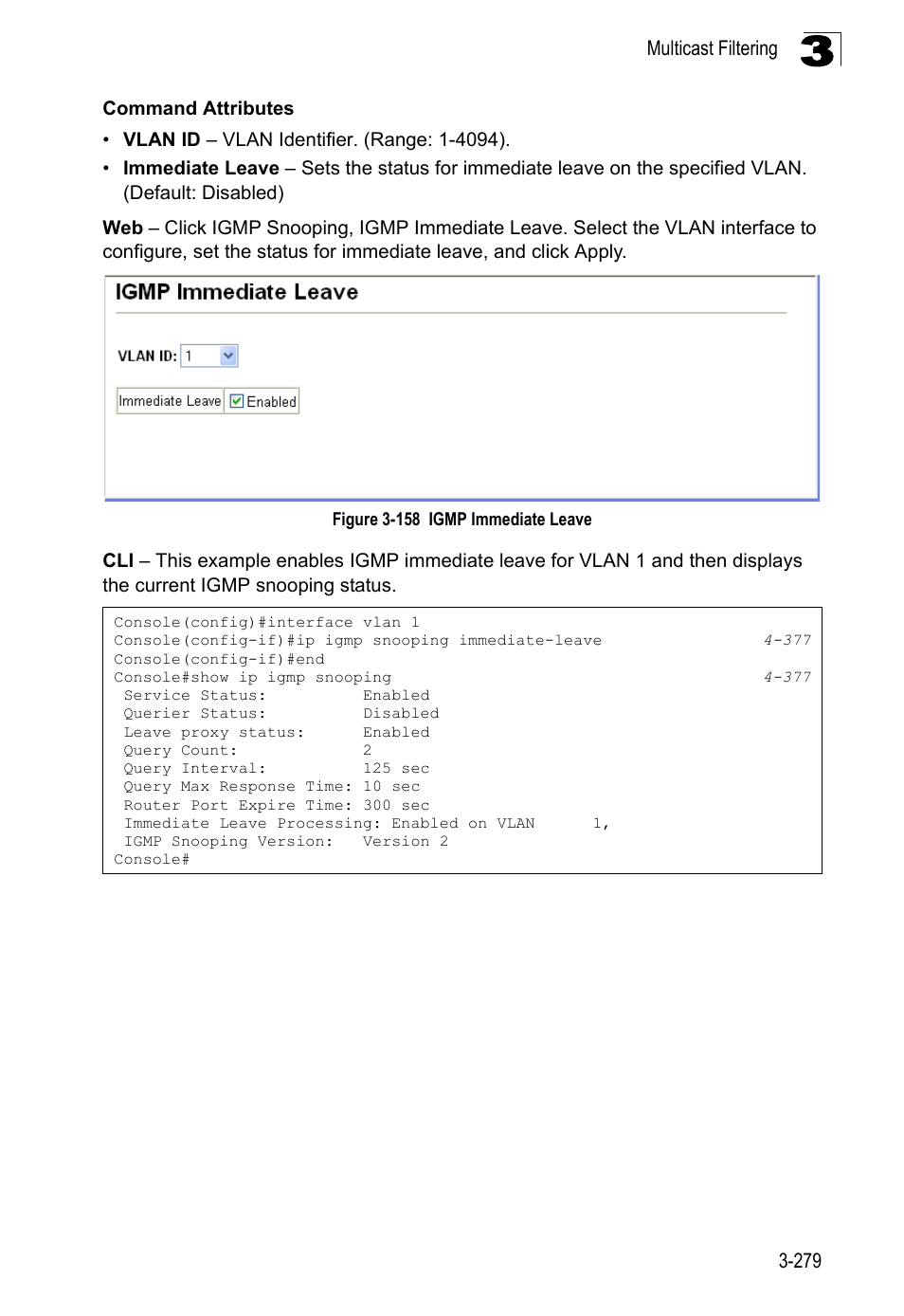 Figure 3-158, Igmp immediate leave | LevelOne FGL-2870 User Manual | Page 333 / 800