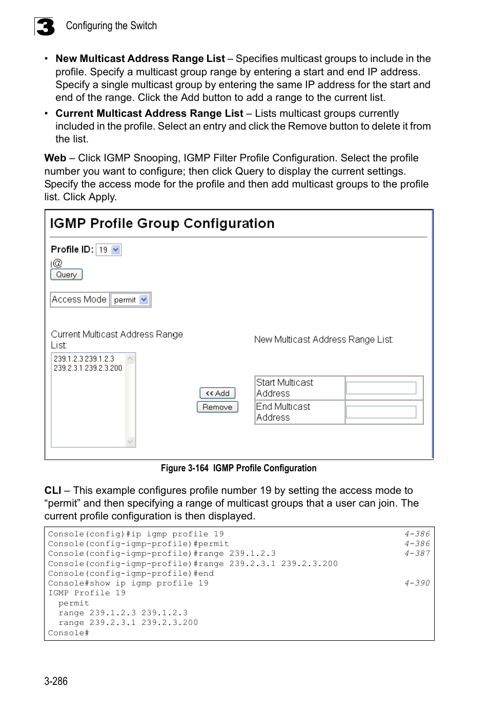 Figure 3-164, Igmp profile configuration | LevelOne FGL-2870 User Manual | Page 340 / 800
