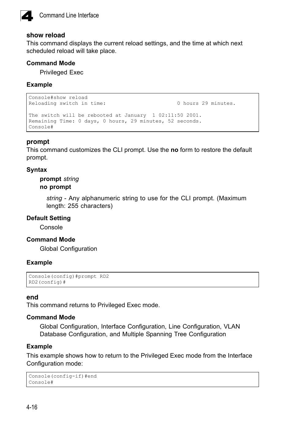 Show reload, Prompt, Prompt 4-16 end 4-16 | LevelOne FGL-2870 User Manual | Page 382 / 800
