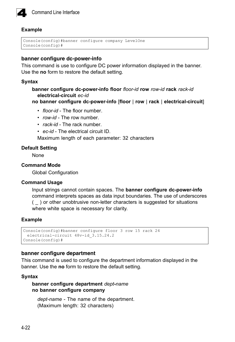 Banner configure dc-power-info, Banner configure department | LevelOne FGL-2870 User Manual | Page 388 / 800