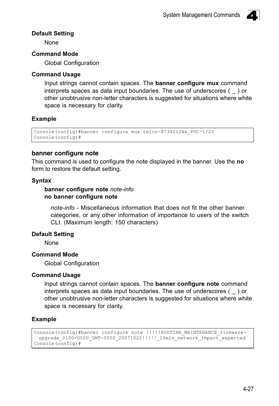 Banner configure note | LevelOne FGL-2870 User Manual | Page 393 / 800