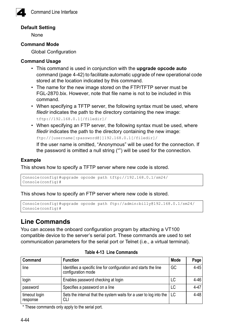 Line commands, Table 4-13 | LevelOne FGL-2870 User Manual | Page 410 / 800