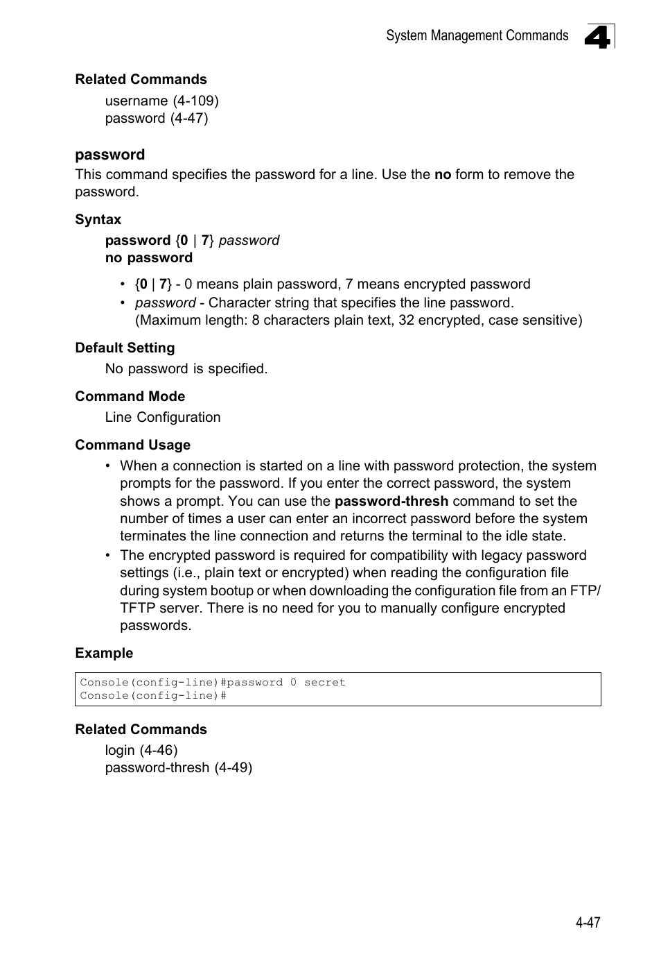 Password 4-47 | LevelOne FGL-2870 User Manual | Page 413 / 800