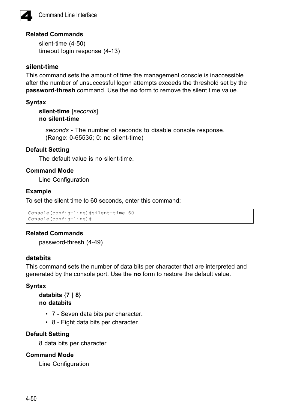 Silent-time 4-50 databits 4-50 | LevelOne FGL-2870 User Manual | Page 416 / 800