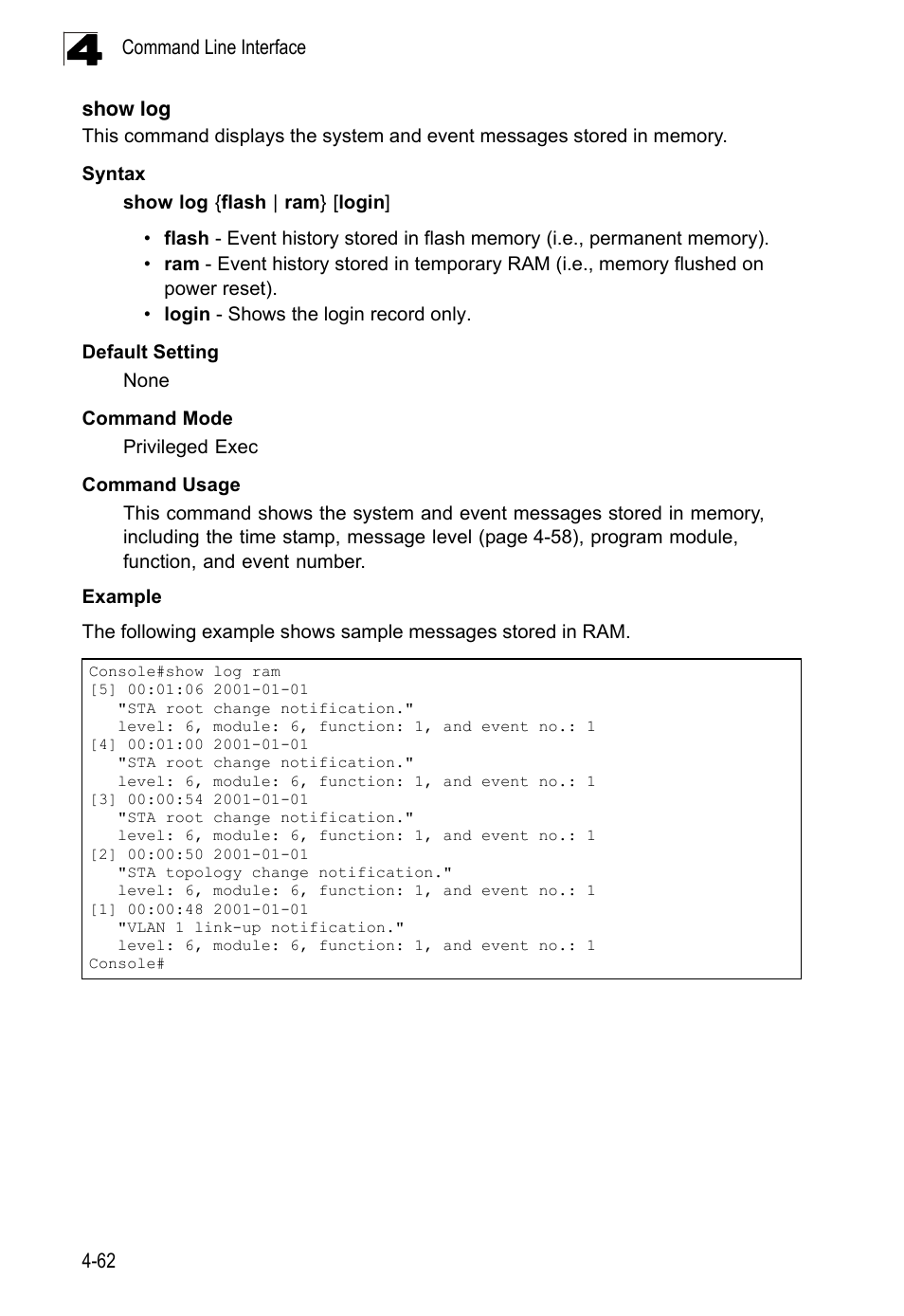 Show log | LevelOne FGL-2870 User Manual | Page 428 / 800
