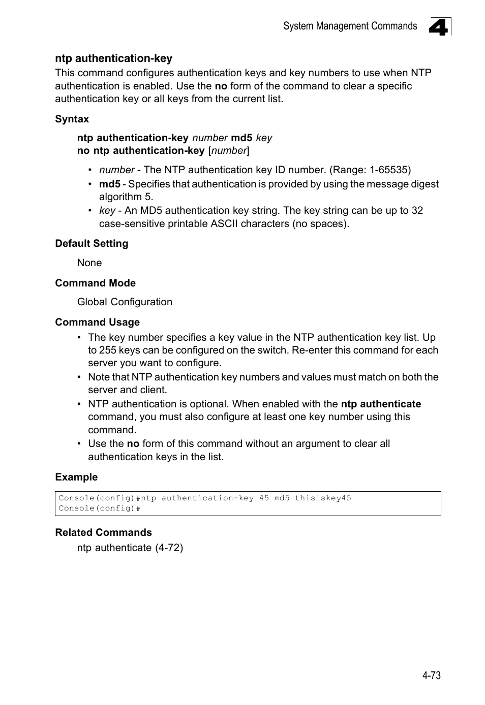 Ntp authentication-key | LevelOne FGL-2870 User Manual | Page 439 / 800