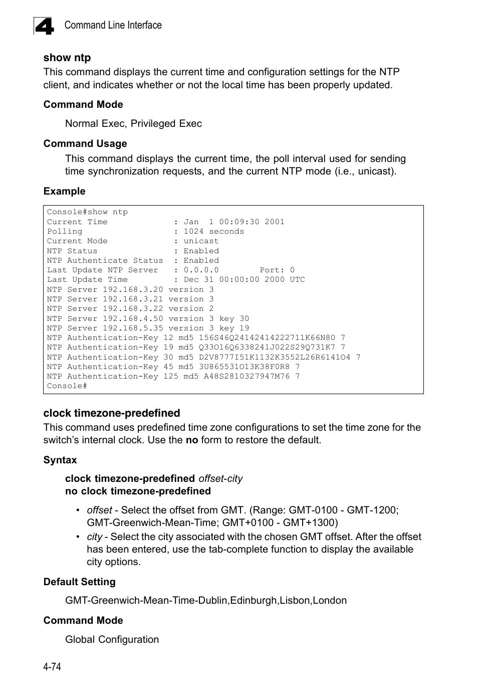 Show ntp, Clock timezone-predefined | LevelOne FGL-2870 User Manual | Page 440 / 800
