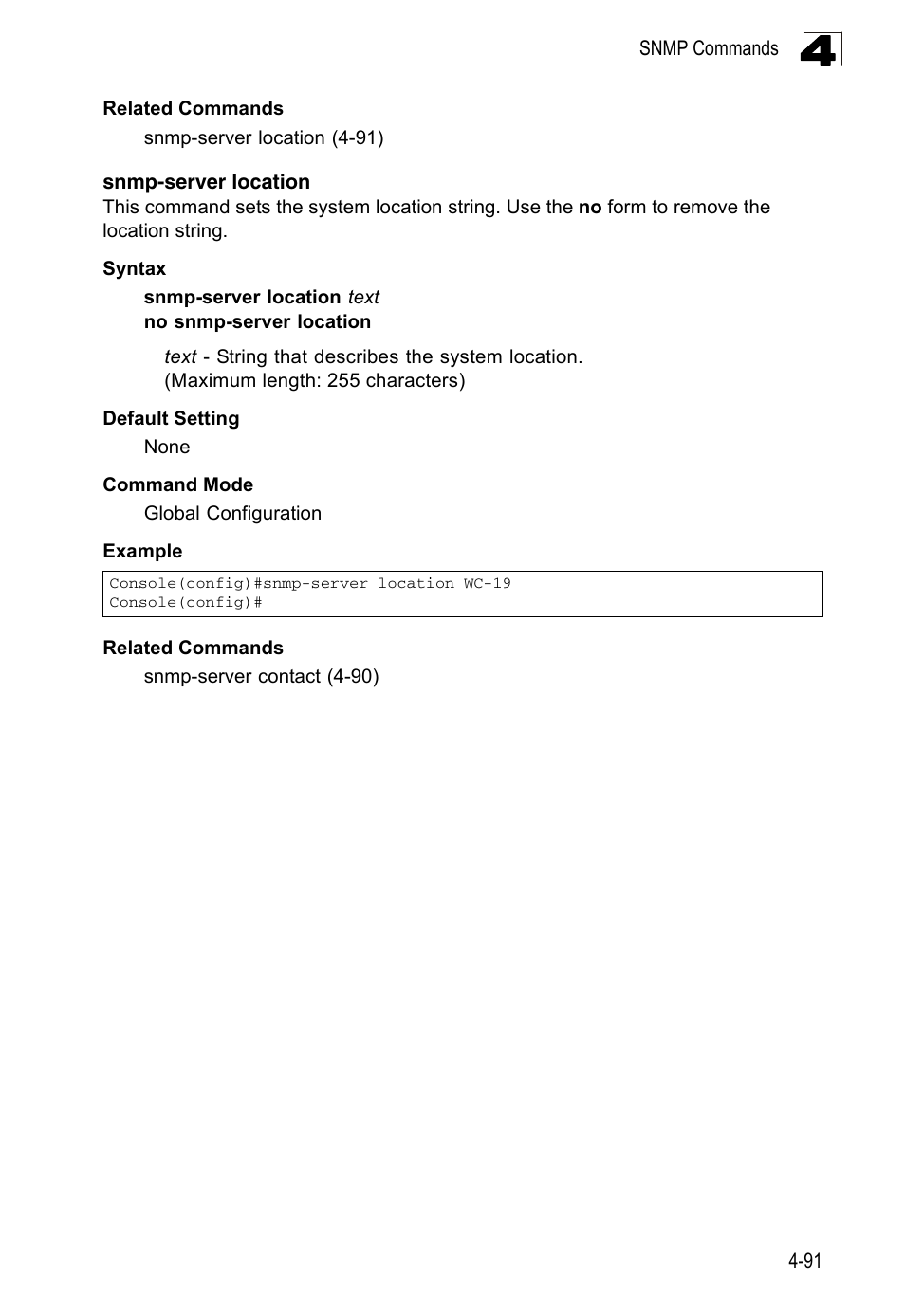 Snmp-server location | LevelOne FGL-2870 User Manual | Page 457 / 800