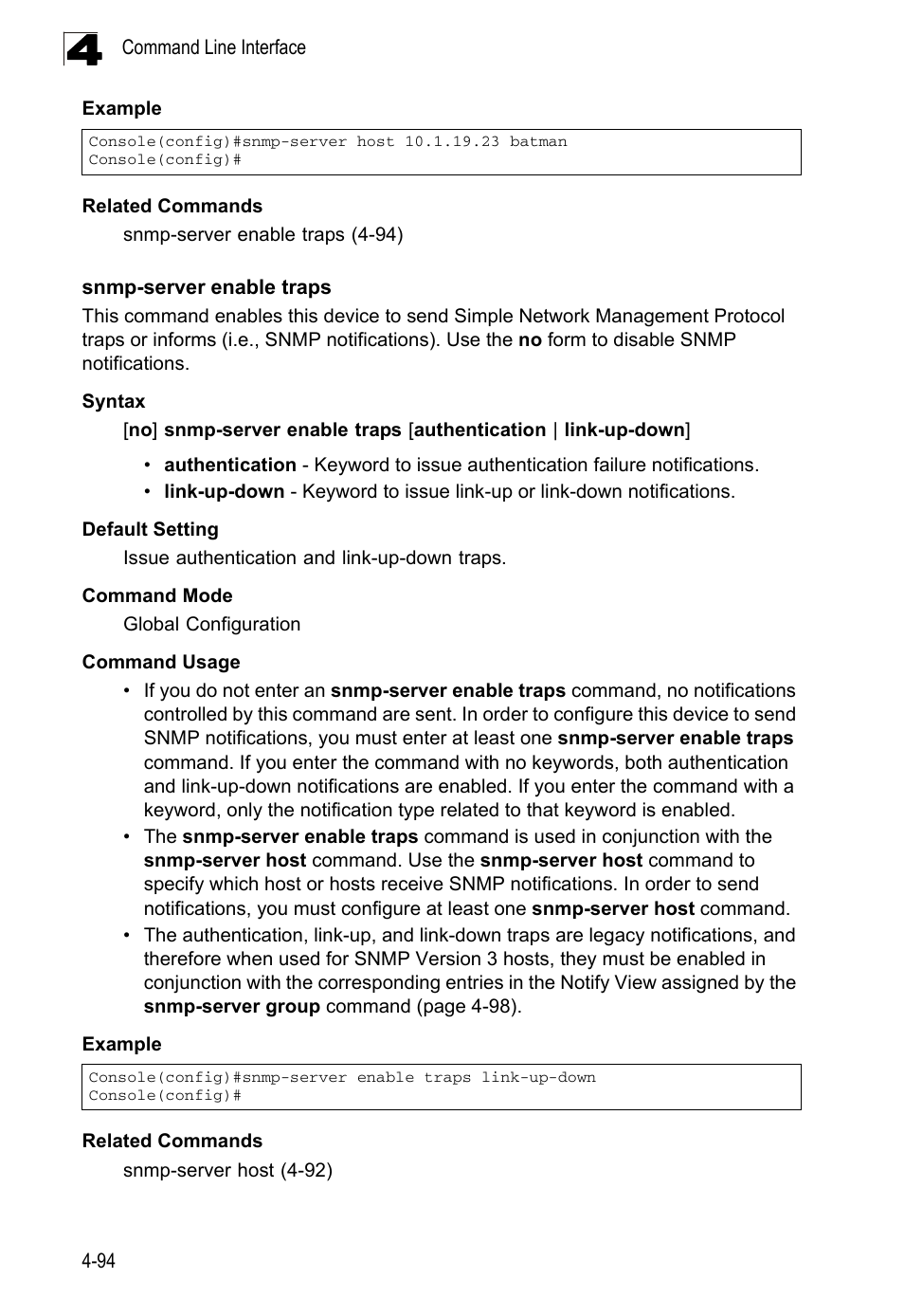 Snmp-server enable traps | LevelOne FGL-2870 User Manual | Page 460 / 800