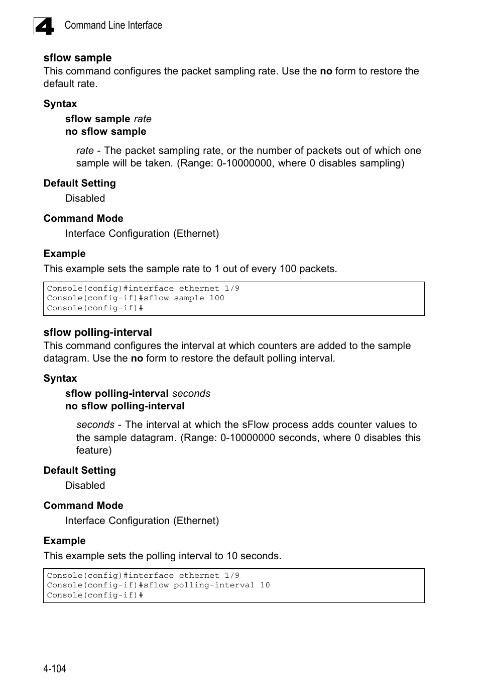 Sflow sample, Sflow polling-interval | LevelOne FGL-2870 User Manual | Page 470 / 800