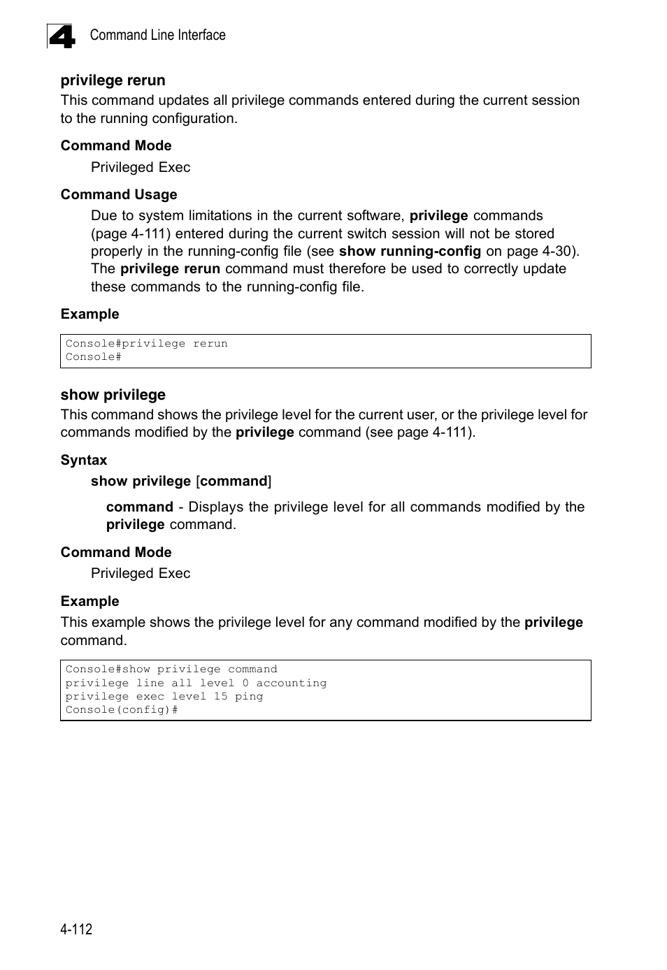 Privilege rerun, Show privilege | LevelOne FGL-2870 User Manual | Page 478 / 800