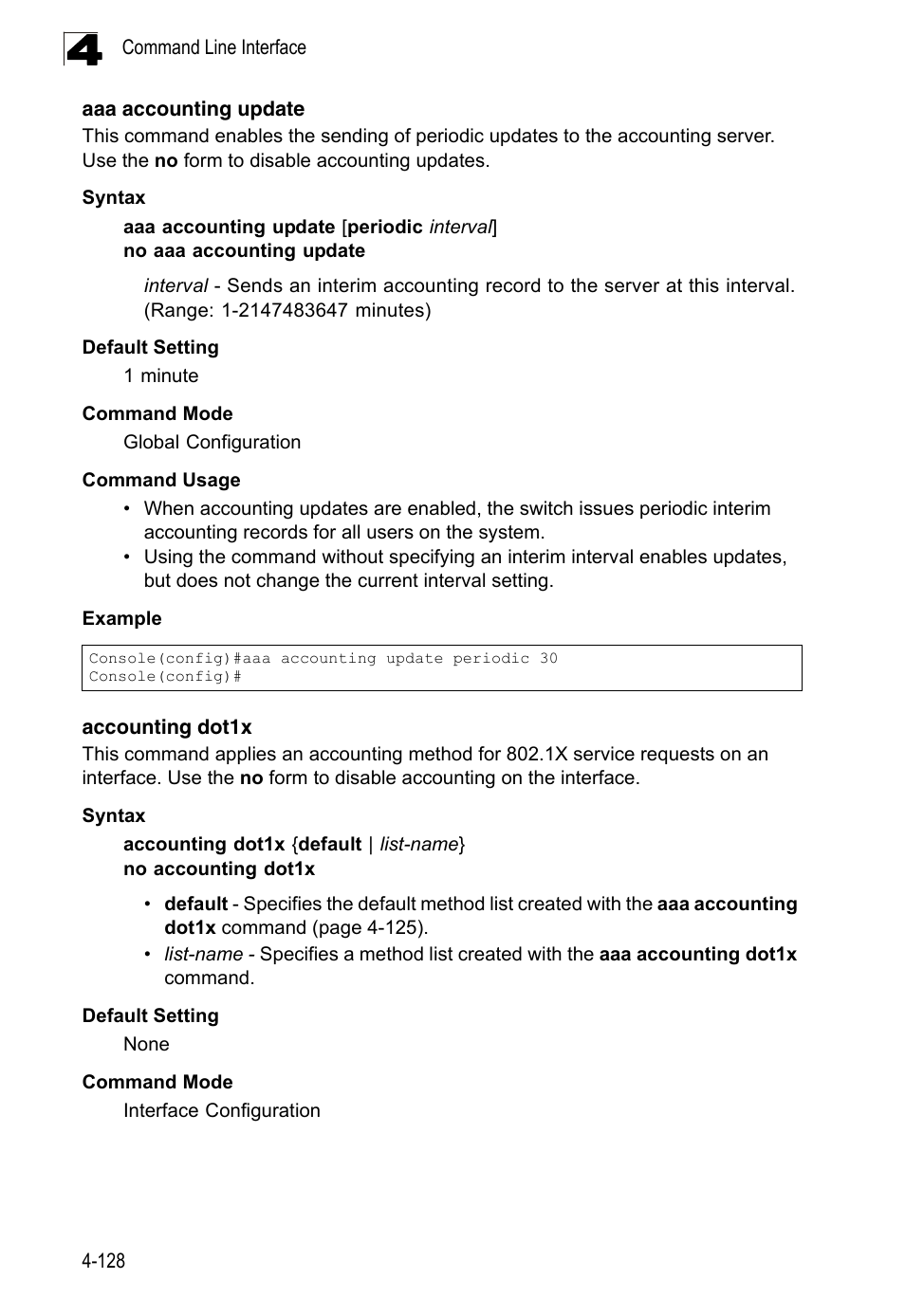 Aaa accounting update, Accounting dot1x | LevelOne FGL-2870 User Manual | Page 494 / 800