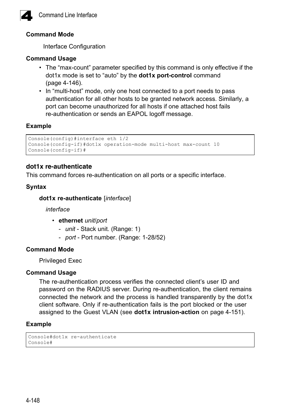 Dot1x re-authenticate | LevelOne FGL-2870 User Manual | Page 514 / 800