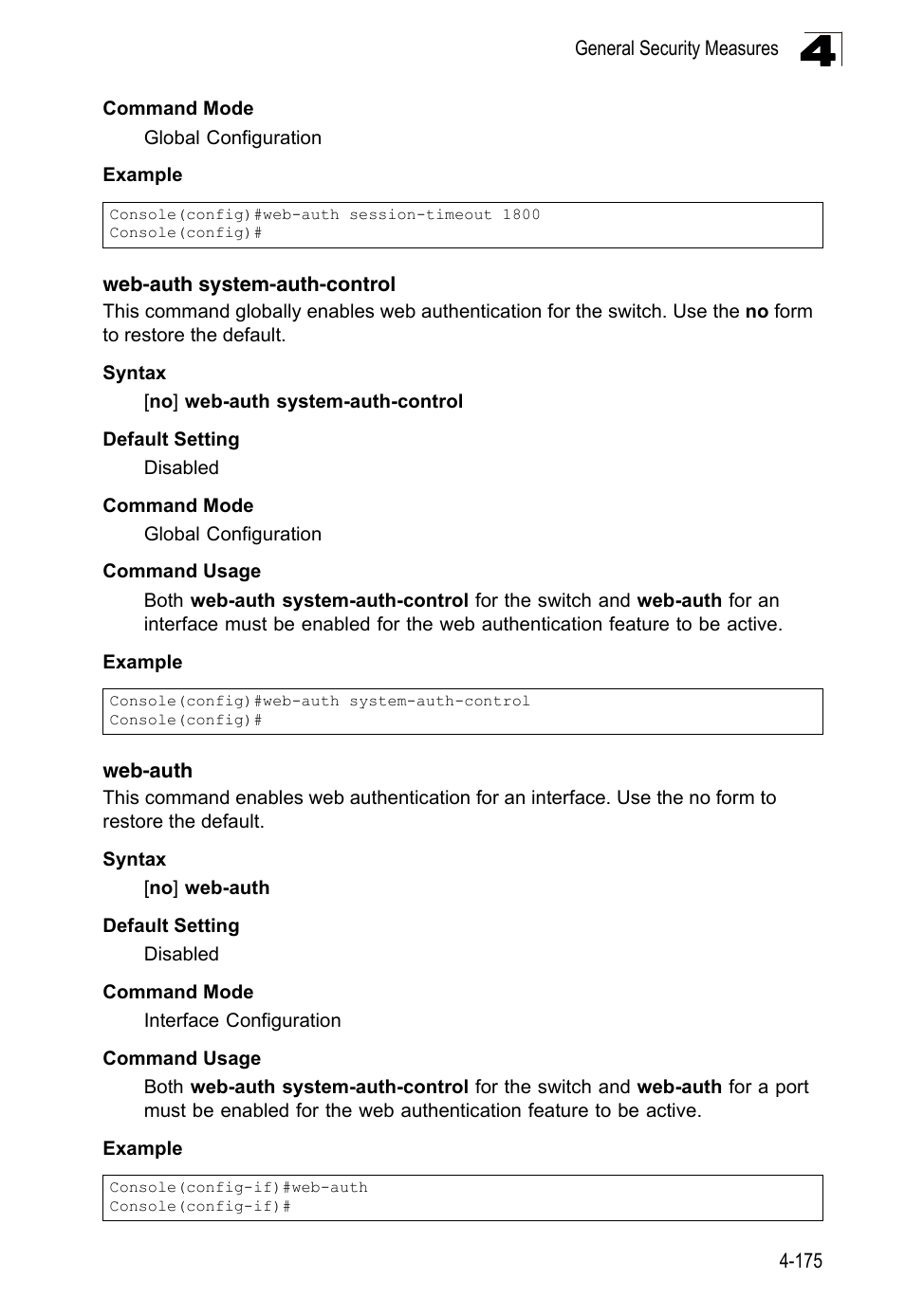 Web-auth system-auth-control, Web-auth 4-175 | LevelOne FGL-2870 User Manual | Page 541 / 800