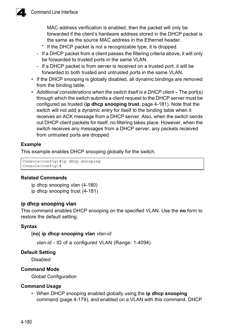 Ip dhcp snooping vlan, E ip dhcp snooping vlan comman | LevelOne FGL-2870 User Manual | Page 546 / 800