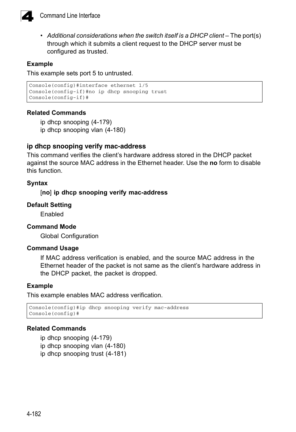 Ip dhcp snooping verify mac-address | LevelOne FGL-2870 User Manual | Page 548 / 800