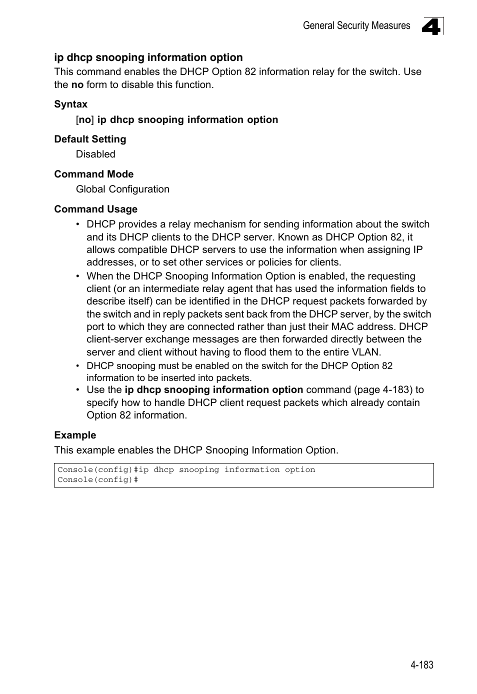 Ip dhcp snooping information option | LevelOne FGL-2870 User Manual | Page 549 / 800