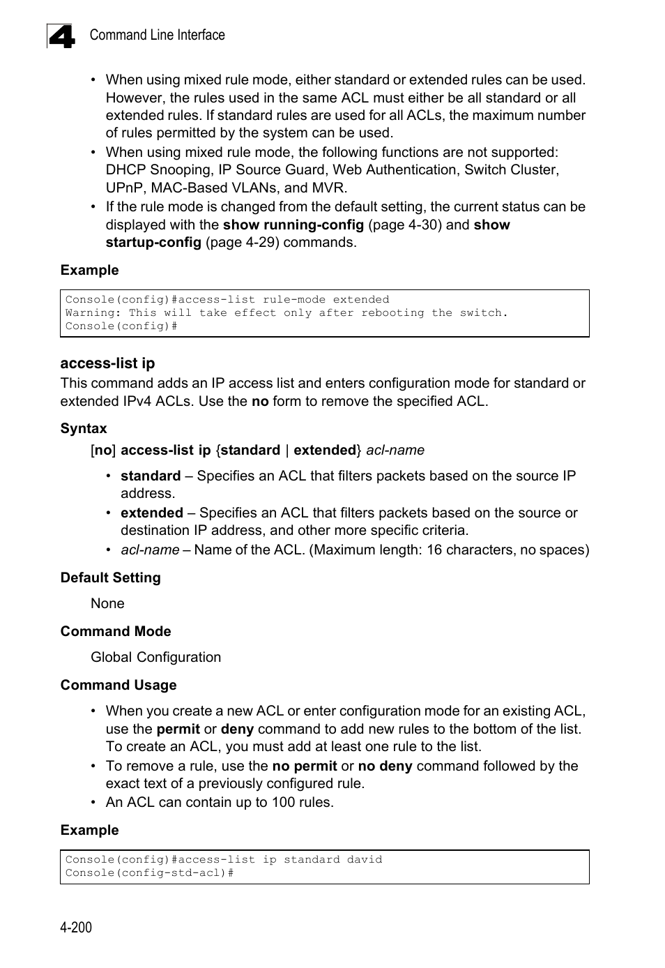 Access-list ip | LevelOne FGL-2870 User Manual | Page 566 / 800