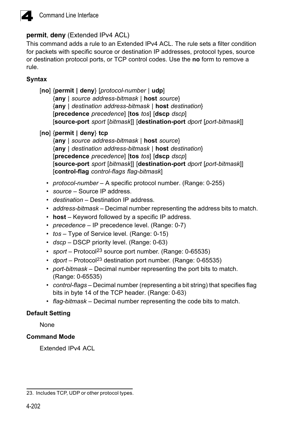 Permit, deny (extended ipv4 acl) | LevelOne FGL-2870 User Manual | Page 568 / 800
