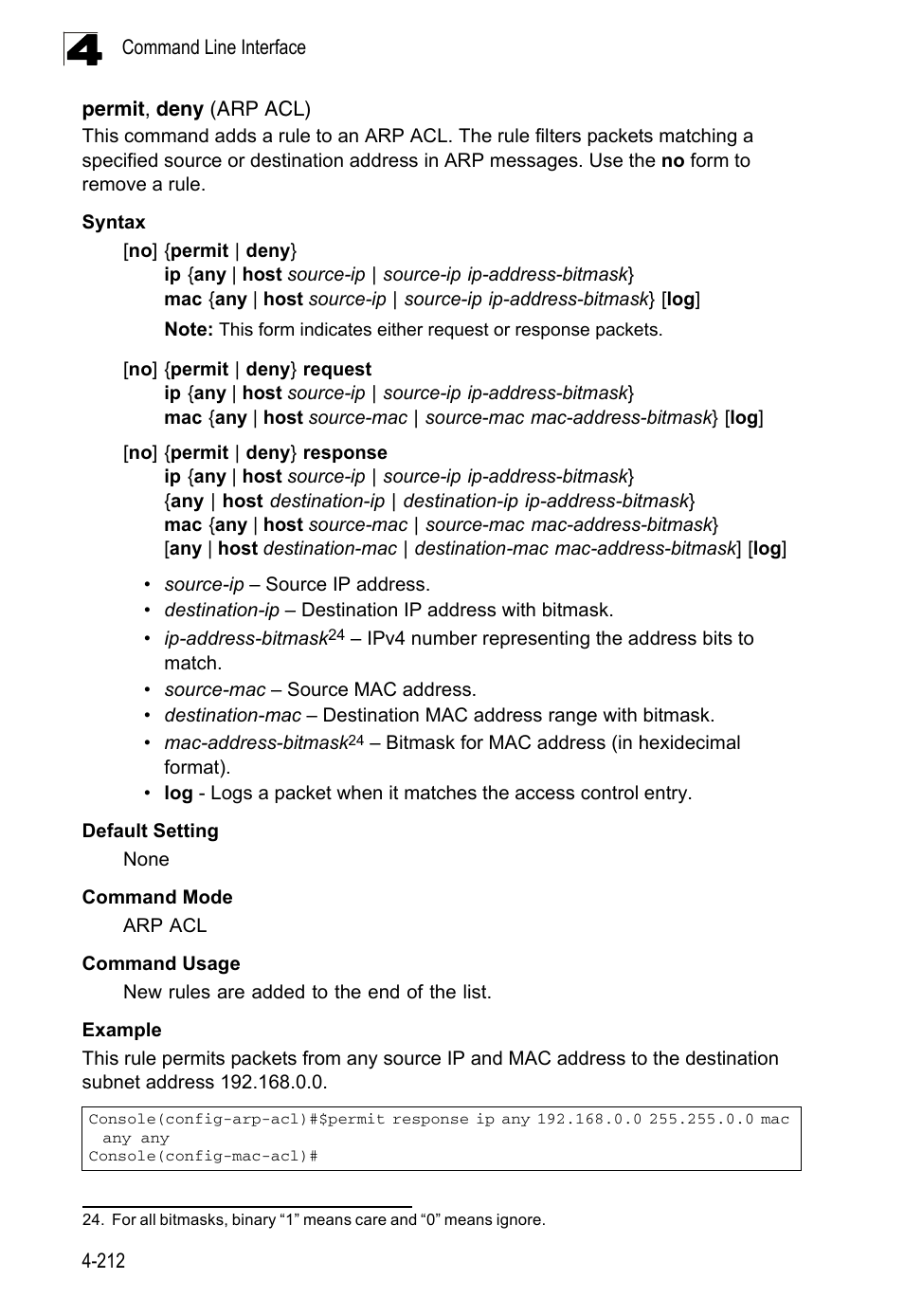 Permit, deny (arp acl) | LevelOne FGL-2870 User Manual | Page 578 / 800