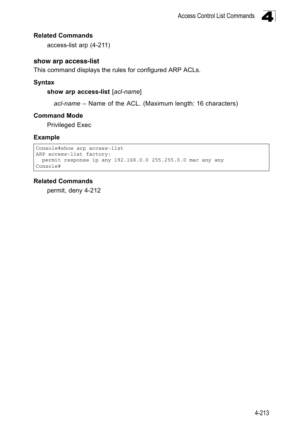 Show arp access-list | LevelOne FGL-2870 User Manual | Page 579 / 800