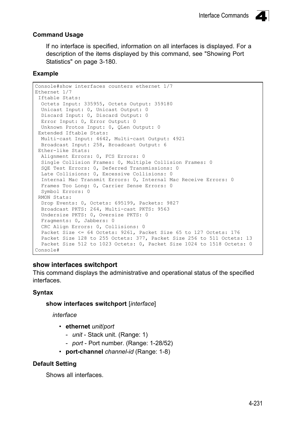 Show interfaces switchport | LevelOne FGL-2870 User Manual | Page 597 / 800