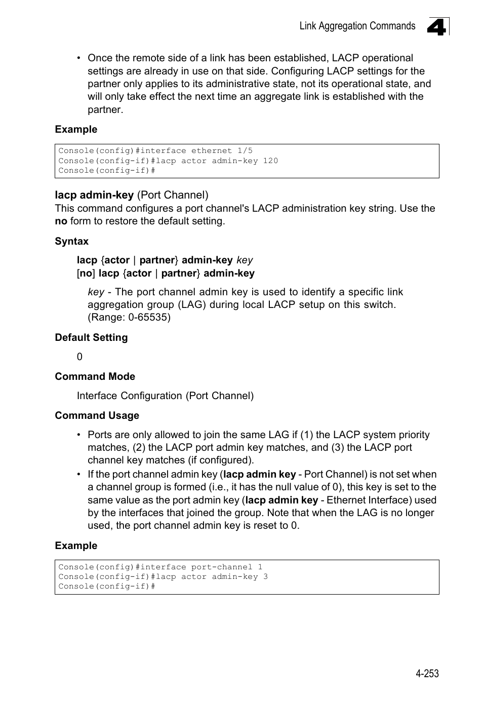 Lacp admin-key (port channel) | LevelOne FGL-2870 User Manual | Page 619 / 800